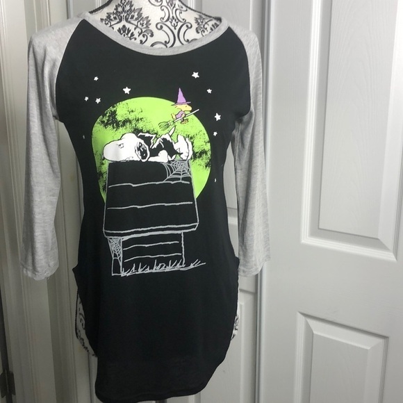 Peanuts Snoopy Halloween Holiday Shirt Black Gray S - Picture 1 of 4